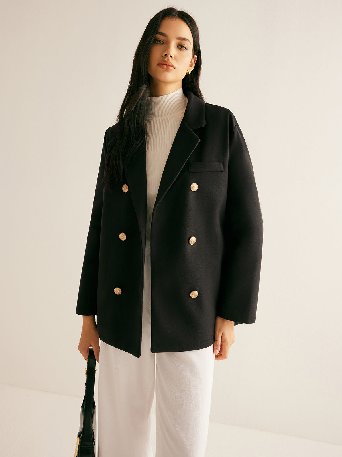 Metal-Detail Lapel Blazer Quvarse