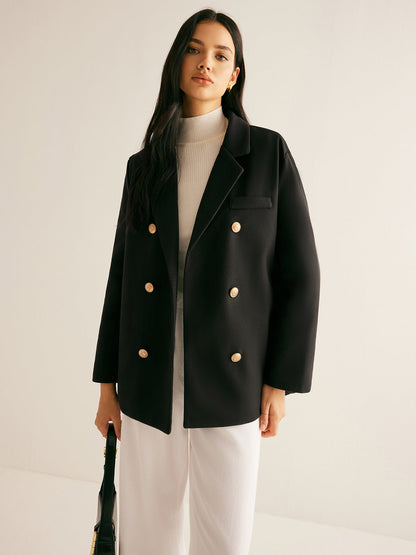Metal-Detail Lapel Blazer Quvarse