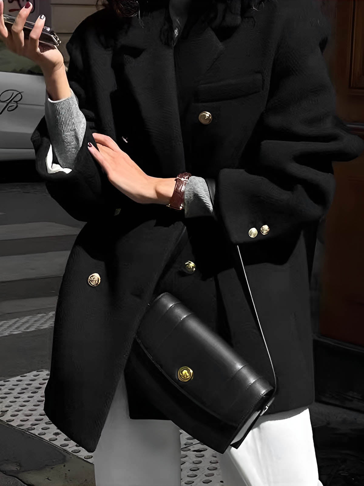 Metal-Detail Lapel Blazer Quvarse