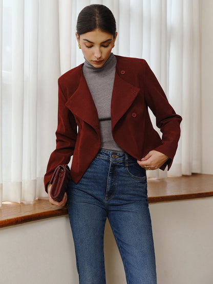 Asimetrik Yaka Kısa Blazer THESVELTECHIC