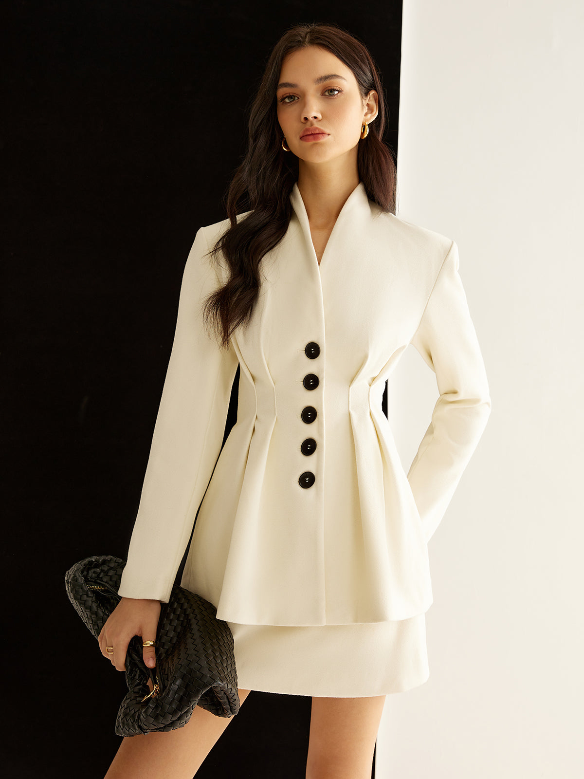 Şık Fırfırlı Düğmeli Blazer Quvarse