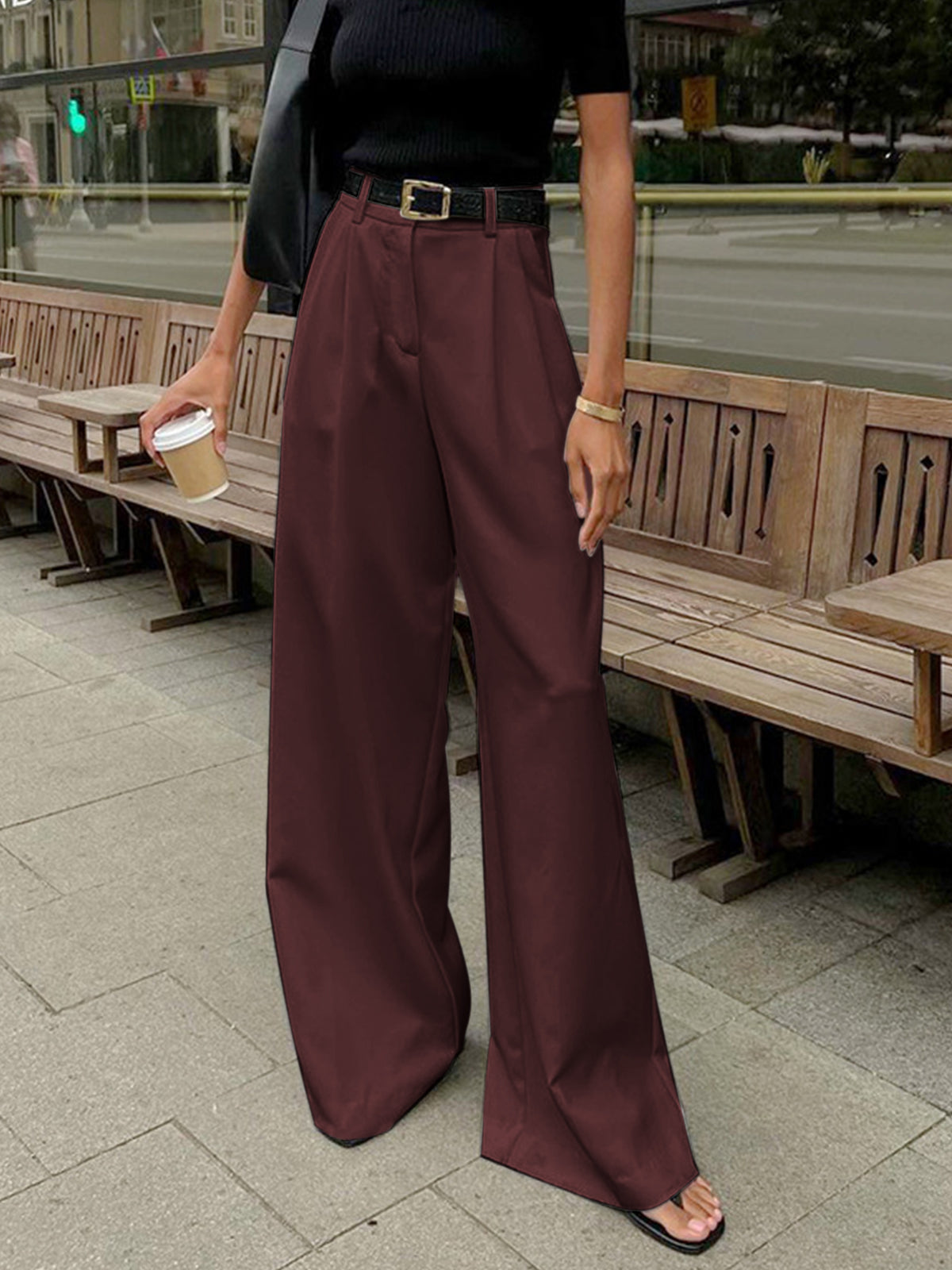 Düz Geniş Paça Pantolon Niebbla