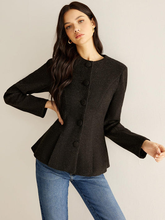 Siyah Kemerli Klasik Blazer Ceket Siaora