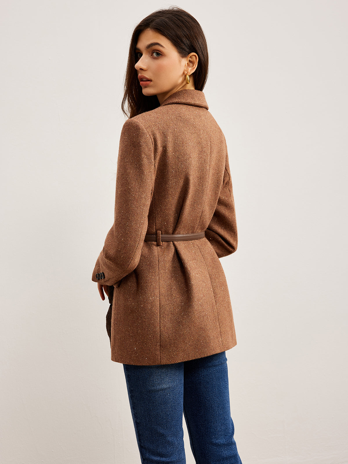 Yün Karışımlı Dokulu Kemerli Blazer Quvarse