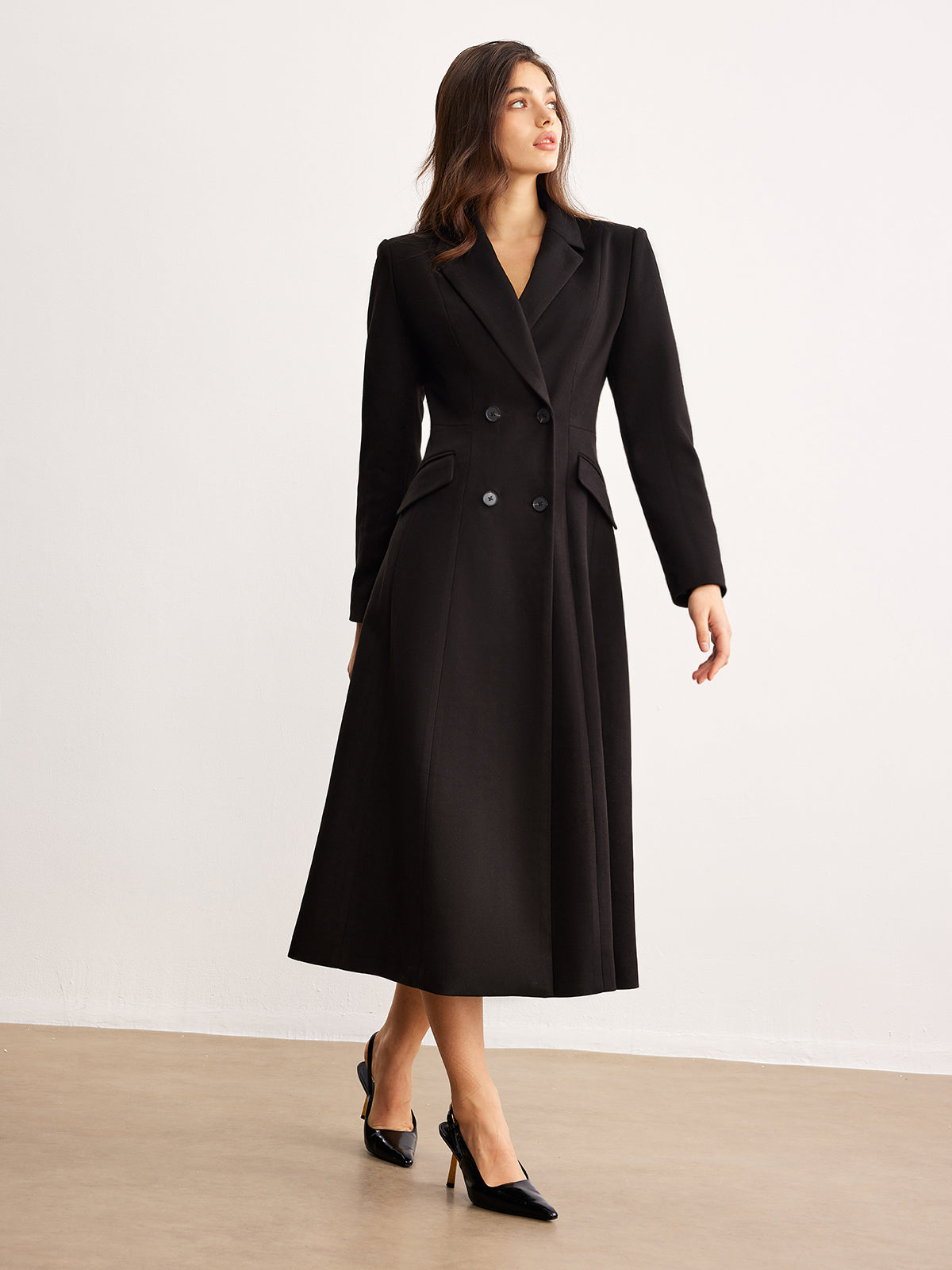 Button Lapel Long Blazer Quvarse