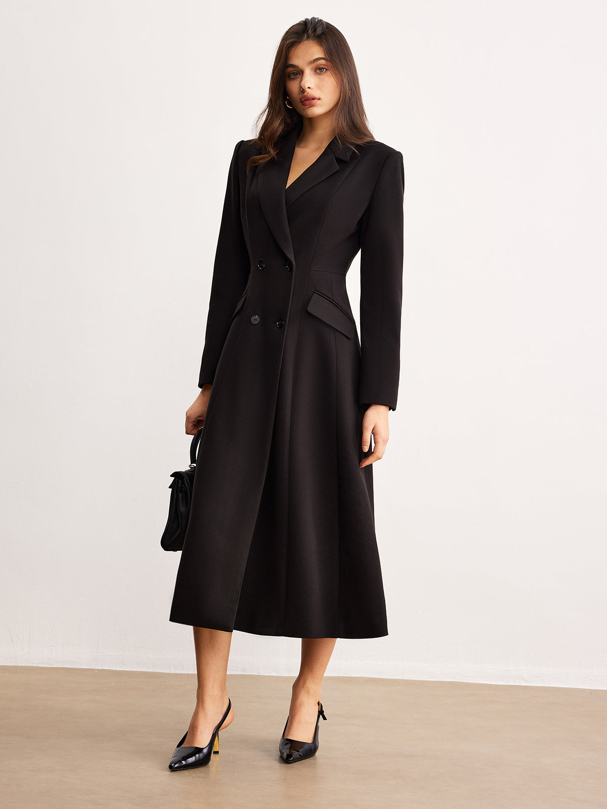 Button Lapel Long Blazer Quvarse