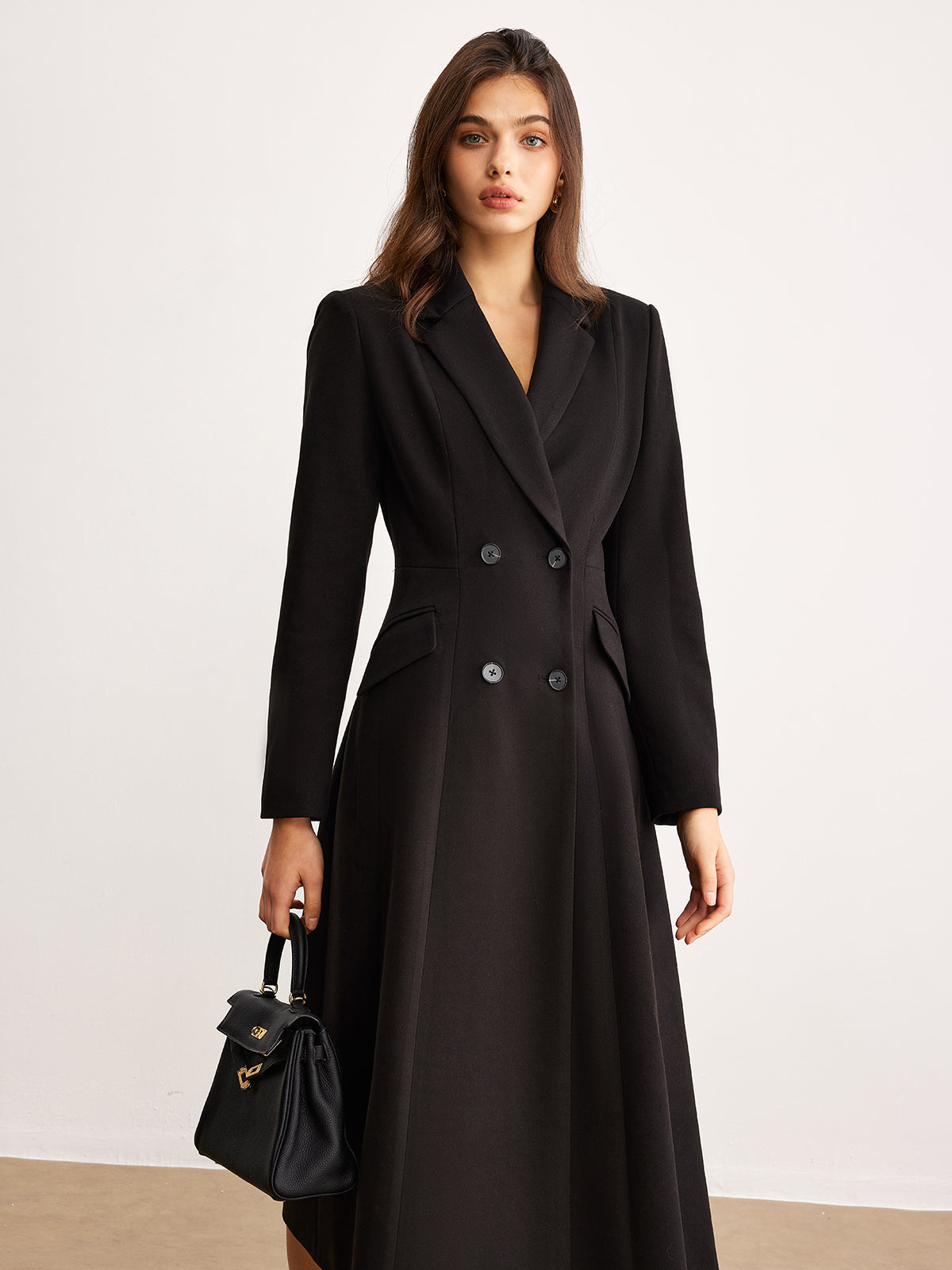 Button Lapel Long Blazer Quvarse
