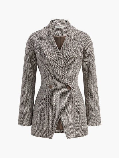 Chevron Yaka Büzgü Blazer Quvarse