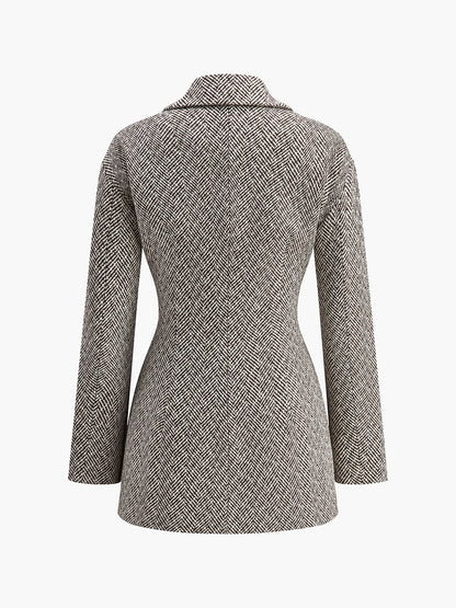 Chevron Yaka Büzgü Blazer Quvarse
