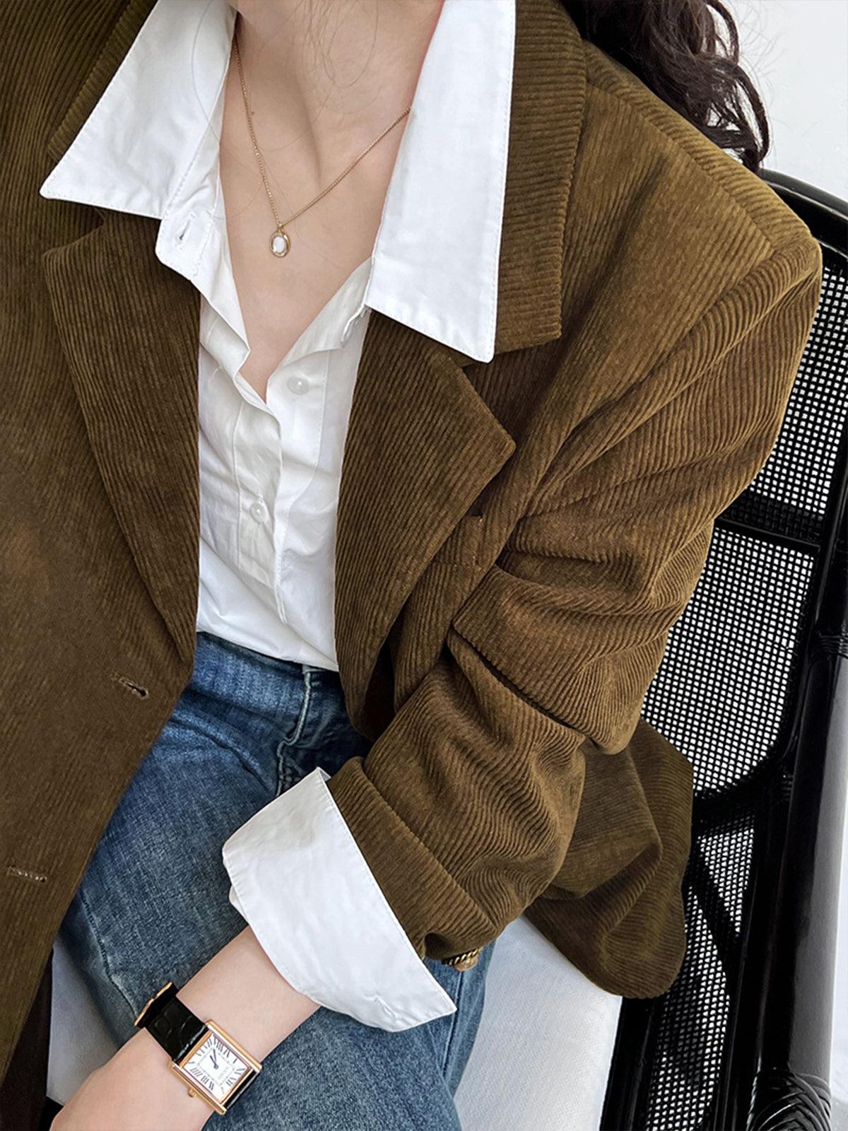 Kahverengi Kadife Oversize Blazer Ceket Siaora