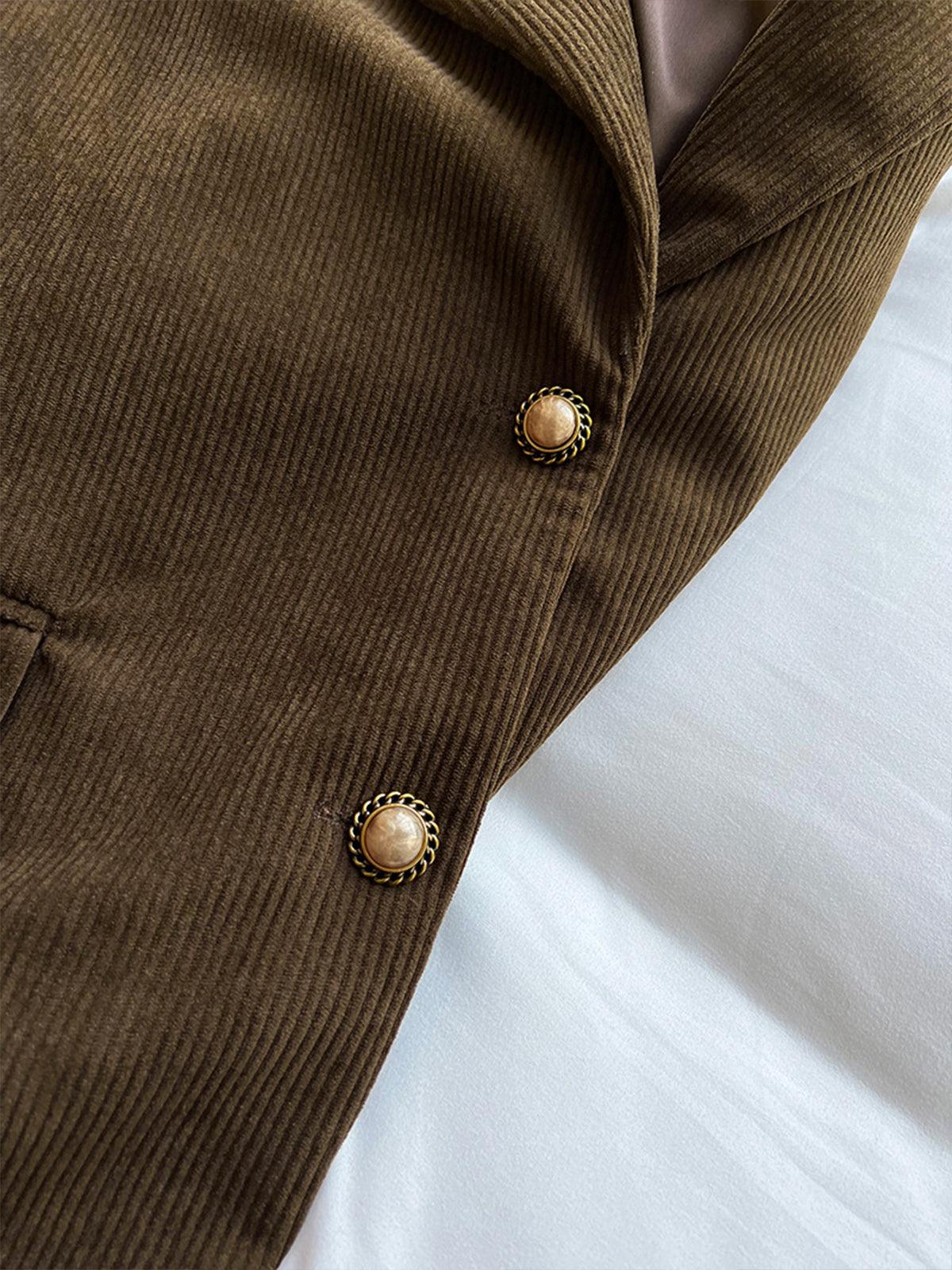 Kahverengi Kadife Oversize Blazer Ceket Siaora
