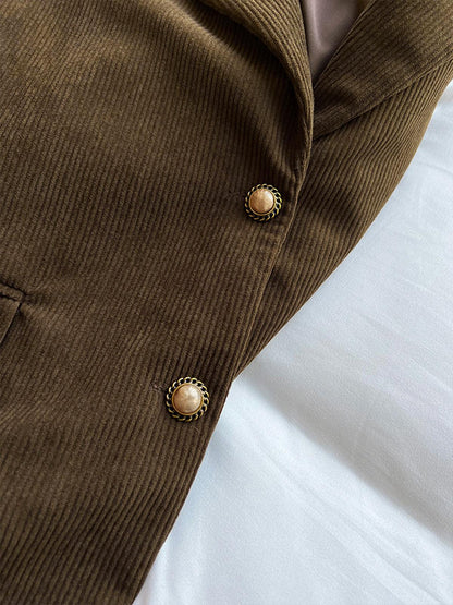 Kahverengi Kadife Oversize Blazer Ceket Siaora