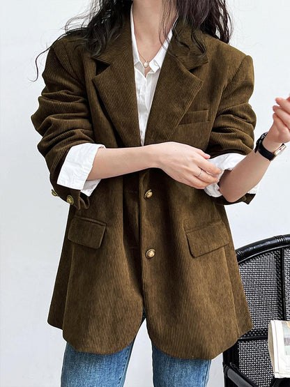 Kahverengi Kadife Oversize Blazer Ceket Siaora