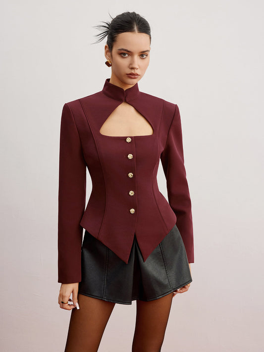 Omuz Pedli Kesik Slim Blazer Quvarse