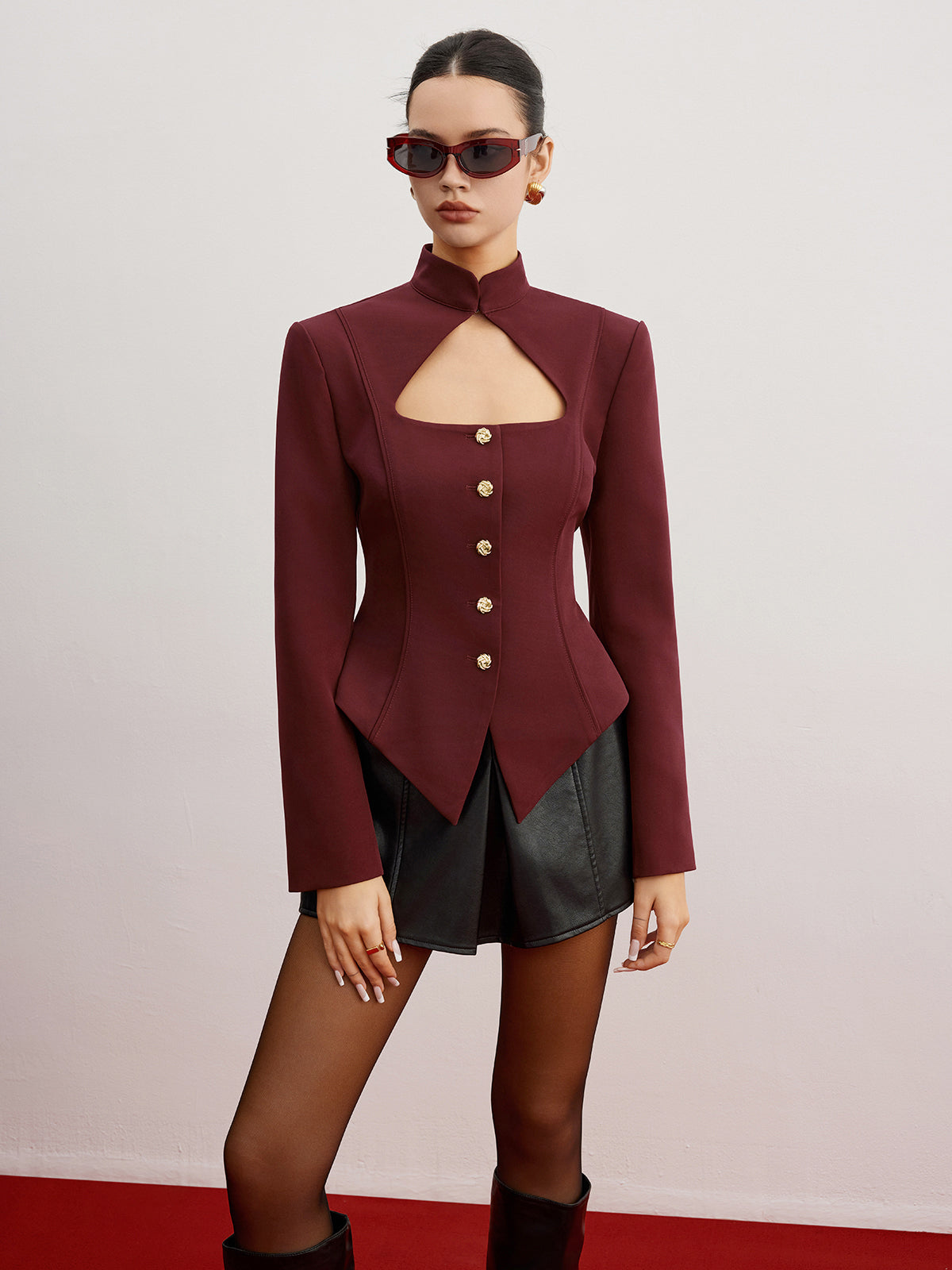 Omuz Pedli Kesik Slim Blazer Quvarse
