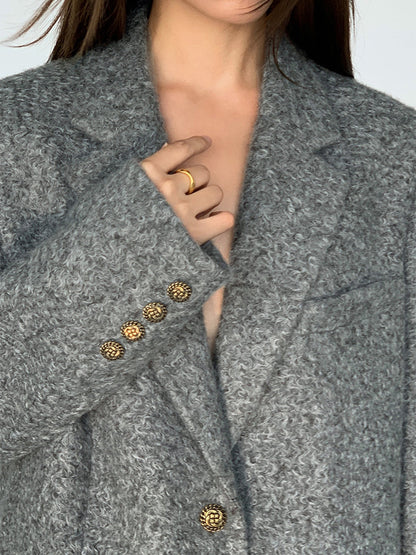 Tweed Long Blazer Without Belt Quvarse