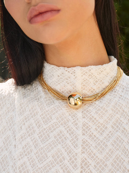 Şık Çoklu Zincir Parlak Top Choker THESVELTECHIC