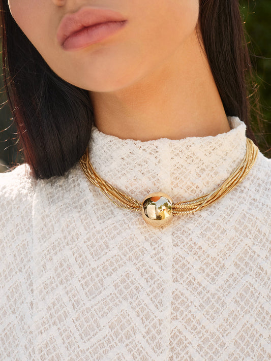 Şık Çoklu Zincir Parlak Top Choker THESVELTECHIC