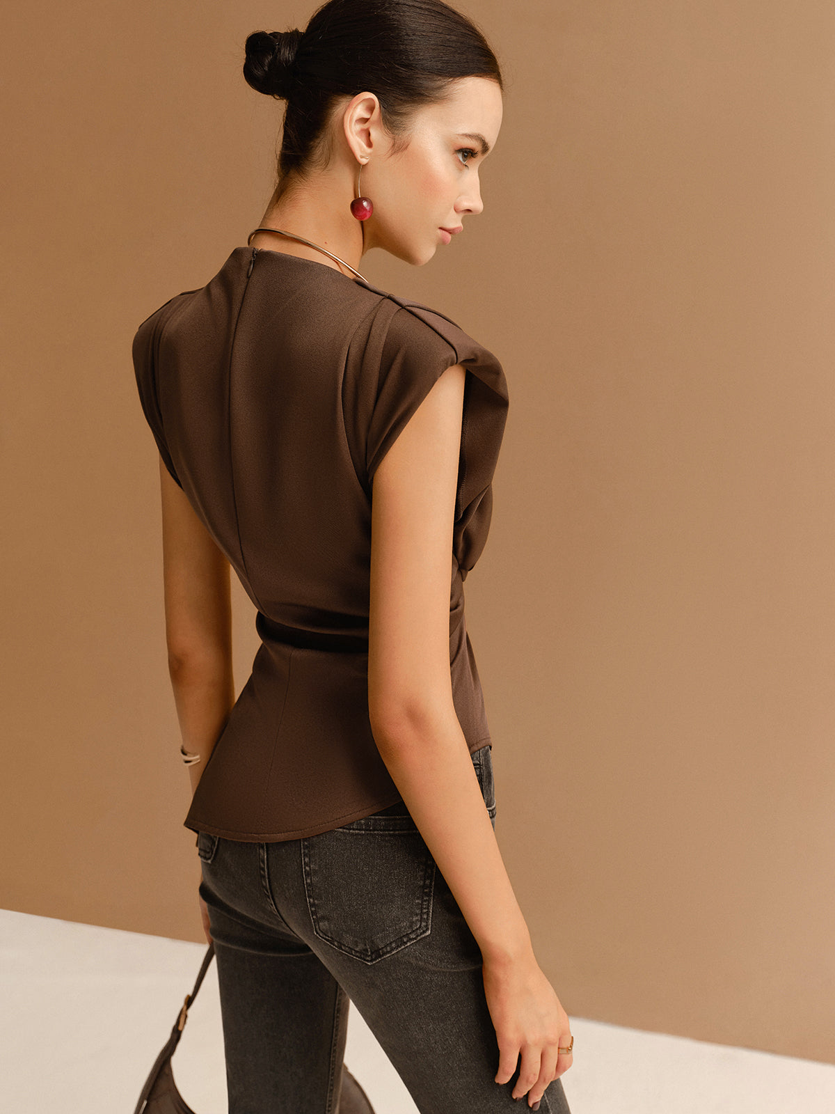 Kap Kol Asimetrik Etek Skinny T-Shirt Siaora