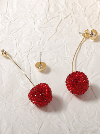 Parlayan Kiraz Şeklindeki Rhinestone Küpe THESVELTECHIC