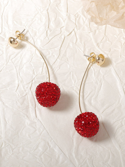 Parlayan Kiraz Şeklindeki Rhinestone Küpe THESVELTECHIC