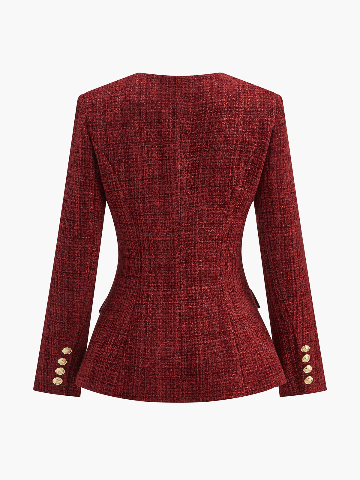 Buttoned Slit Tweed Blazer Quvarse