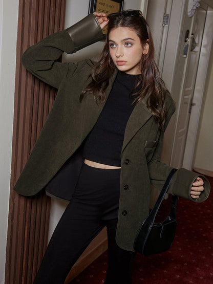 Modern Oversize Kadife Blazer Ceket Siaora