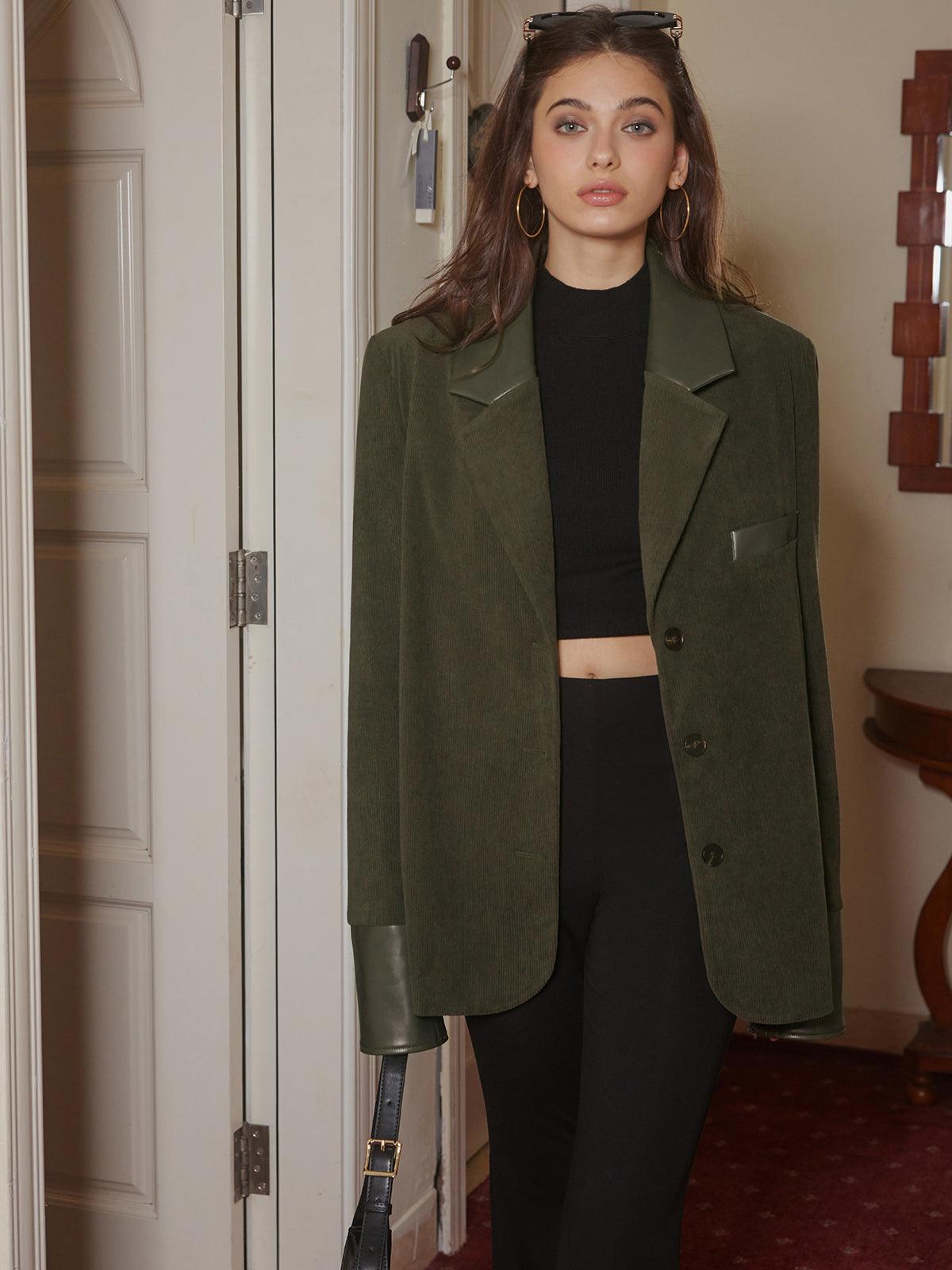 Modern Oversize Kadife Blazer Ceket Siaora