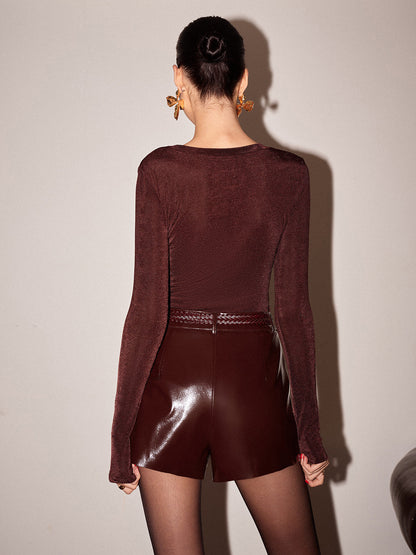 Düz Skinny Jersey Bluz Siaora