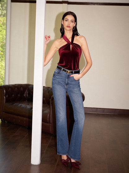 Kadife Kesimli Halter Bluz Siaora