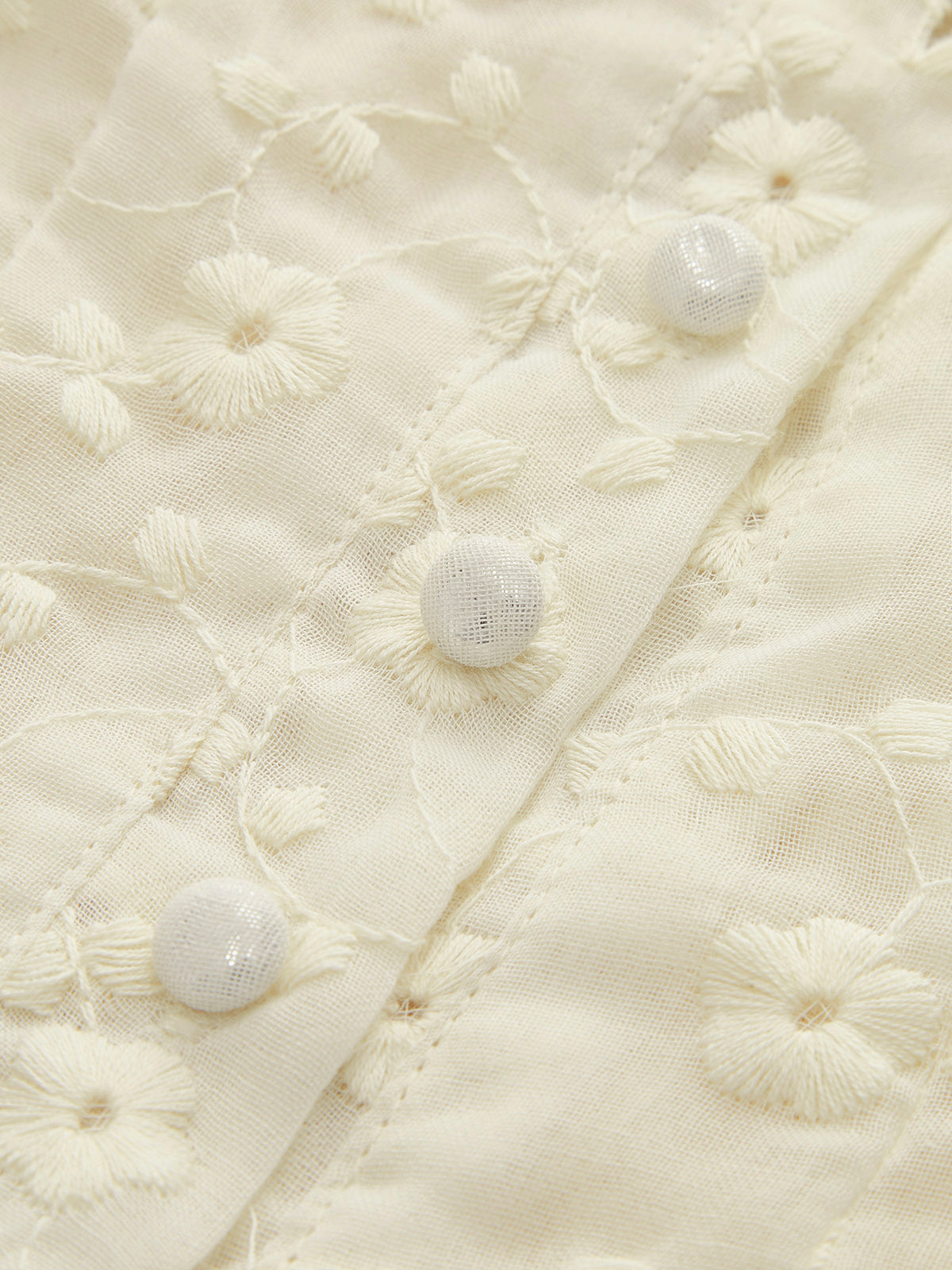 Lace Edge Stitched Ruffled Flower Patterned Blouse Quvarse