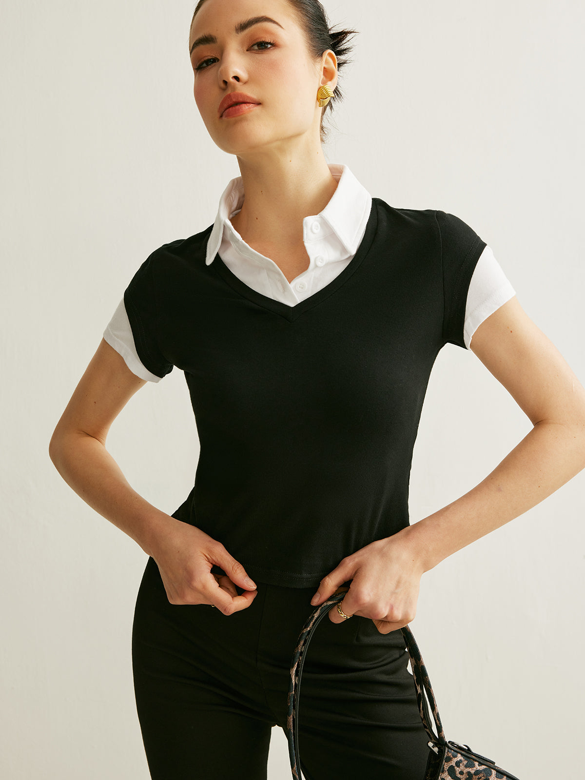Şık Renk Bloklu Polo Yaka T-Shirt THESVELTECHIC