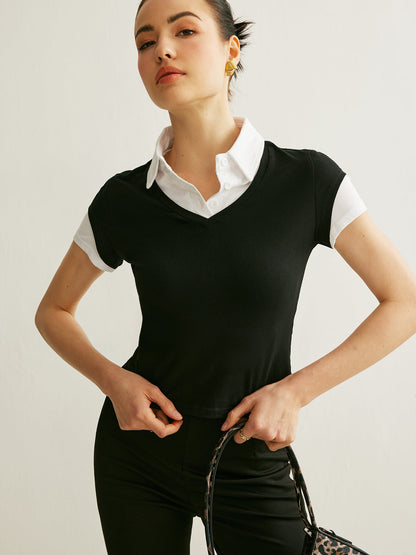 Şık Renk Bloklu Polo Yaka T-Shirt THESVELTECHIC