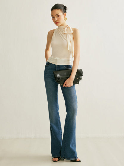 Şık Çiçek Yaka Halter Bluz THESVELTECHIC
