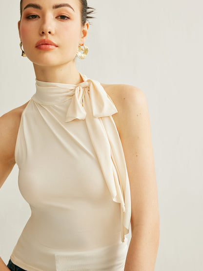 Şık Çiçek Yaka Halter Bluz THESVELTECHIC