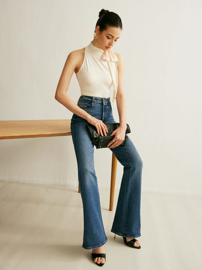 Şık Çiçek Yaka Halter Bluz THESVELTECHIC