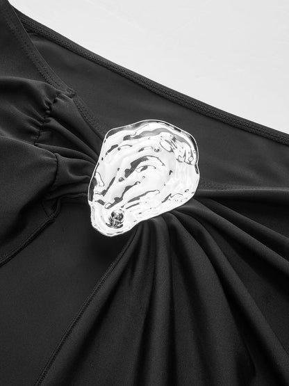 Şık Dönüş Sarong Etek, Şık Metal Aksesuarlara Sahip Shine Aura