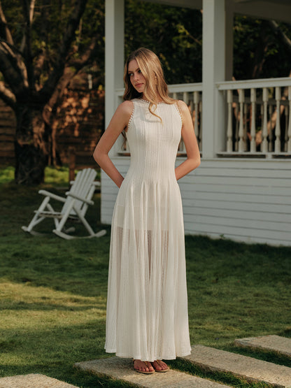 Yarı Şeffaf Dantel Kolsuz Elbise Quvarse