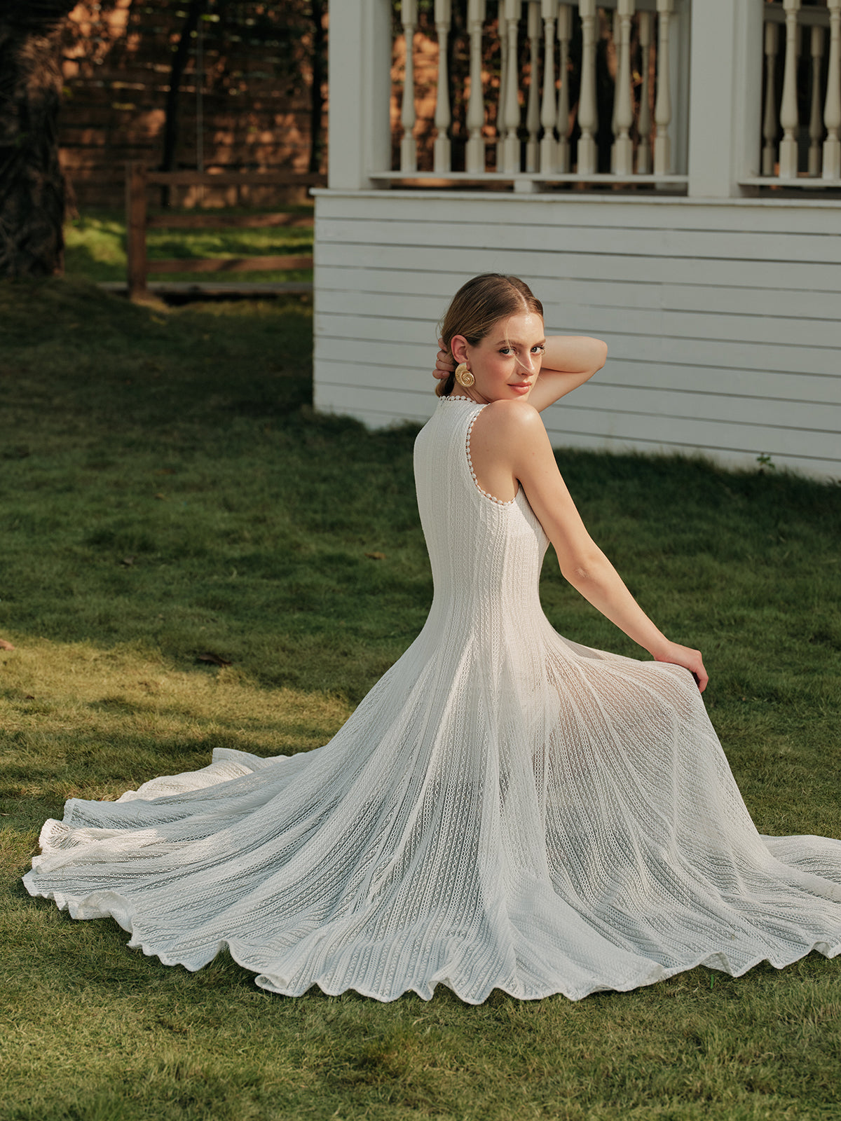 Yarı Şeffaf Dantel Kolsuz Elbise Quvarse