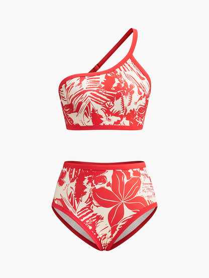 Tropikal Cennet Tek Omuzlu Bikini Takımı Siaora