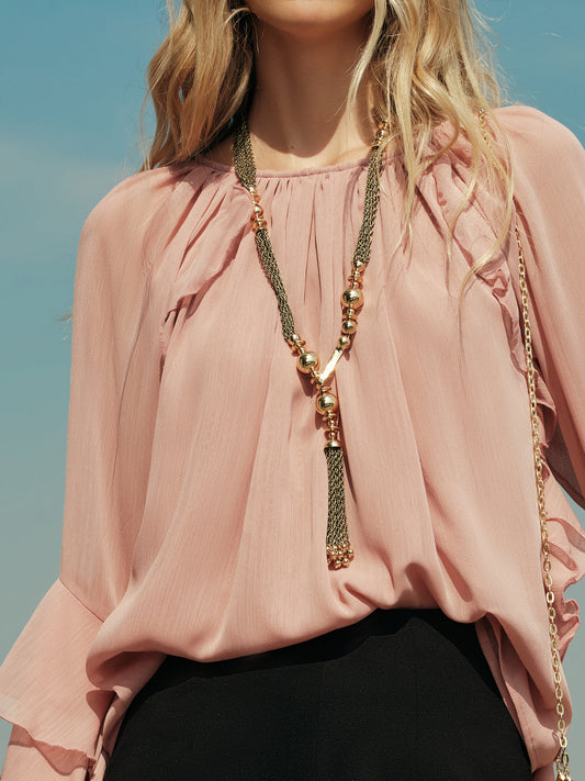 Şık Metal Boncuk ve Püskül Kolye THESVELTECHIC