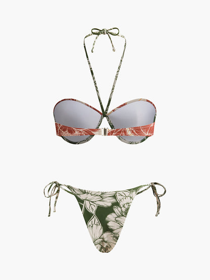 Şirin Çiçek Desenli Bikini Takımı ile Sevimli Bağlamalı Etek Shine Aura