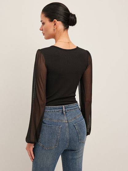 Şık Kabarık Bodysuit ve Trendy File Kollar THESVELTECHIC