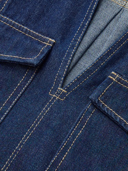 Şık Denim Kısa Takım Trendy Cep Detayı ile THESVELTECHIC
