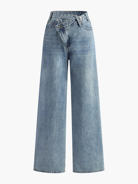 Şık Asimetrik Bel Wide-Leg Jeanler ile Modaya Uygun Bir Görünüm THESVELTECHIC