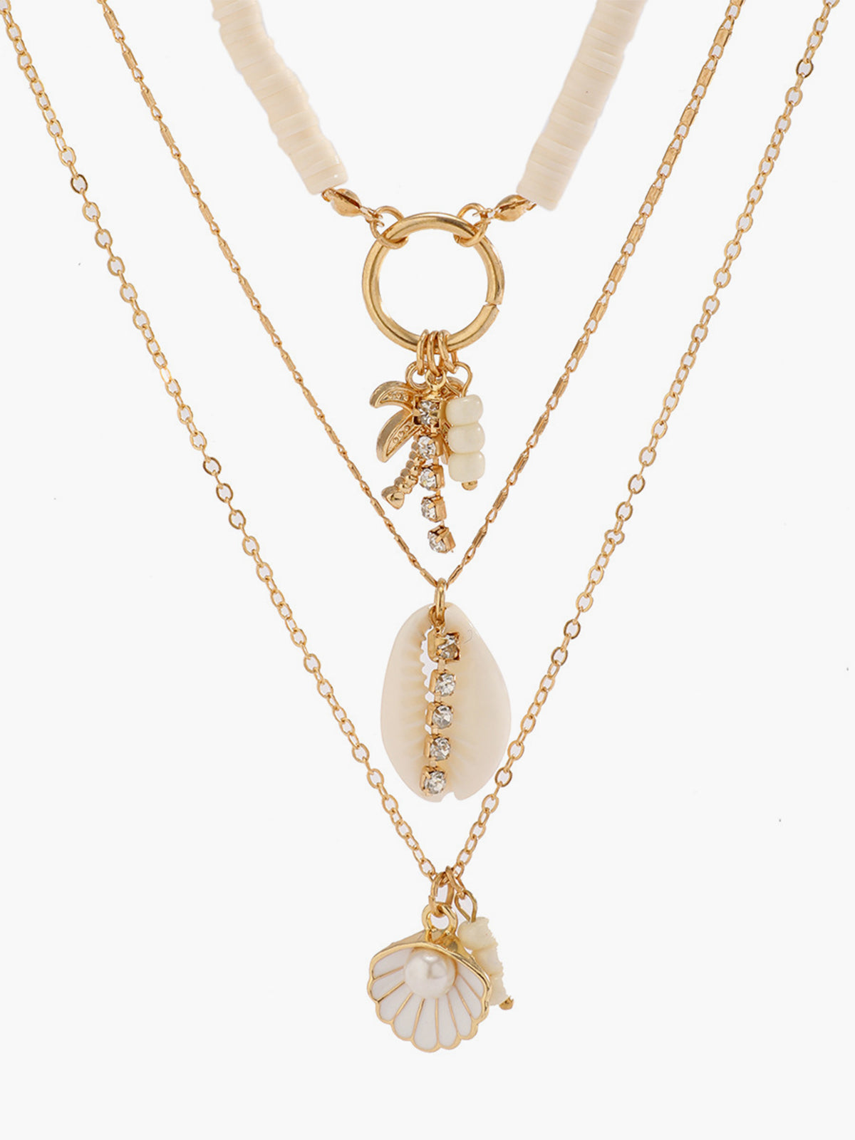 Çarpıcı Üç Katmanlı Kabuk Kolye THESVELTECHIC