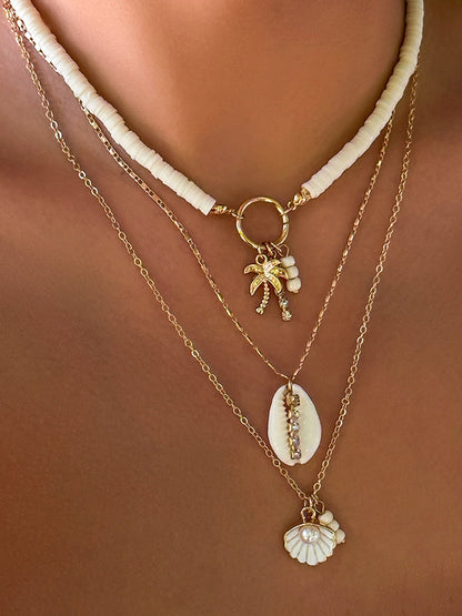 Çarpıcı Üç Katmanlı Kabuk Kolye THESVELTECHIC