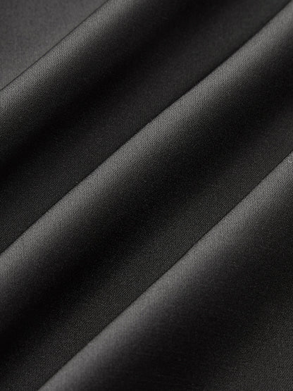 Backless Long-Ribbon Lace Panel Satin Cami Dress Quvarse