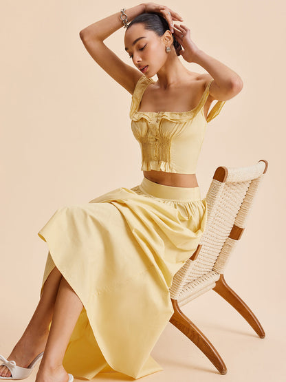 Şık Volanlı Crop Top ve Etek Takımı THESVELTECHIC