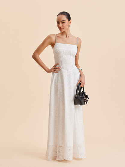 Şifon Çiçekli Dantel Askılı Elbise Quvarse